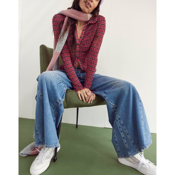 FREE PEOPLE Caught A Feeling Cardi / Red Combo - Picture 11 of 12